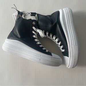 Black and white high top platform shoes for women size 7
